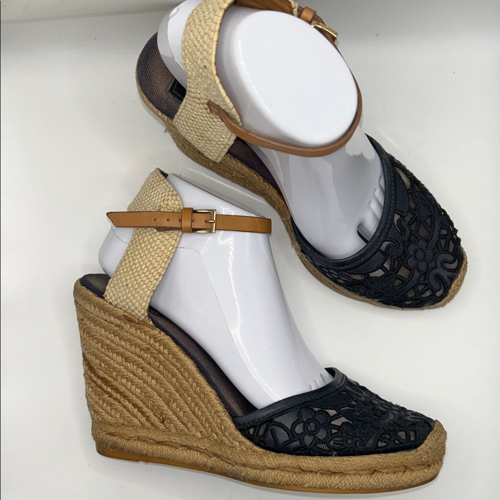 Tory Burch Womens Lucia Espadrille Wedge Sandals size 9.5